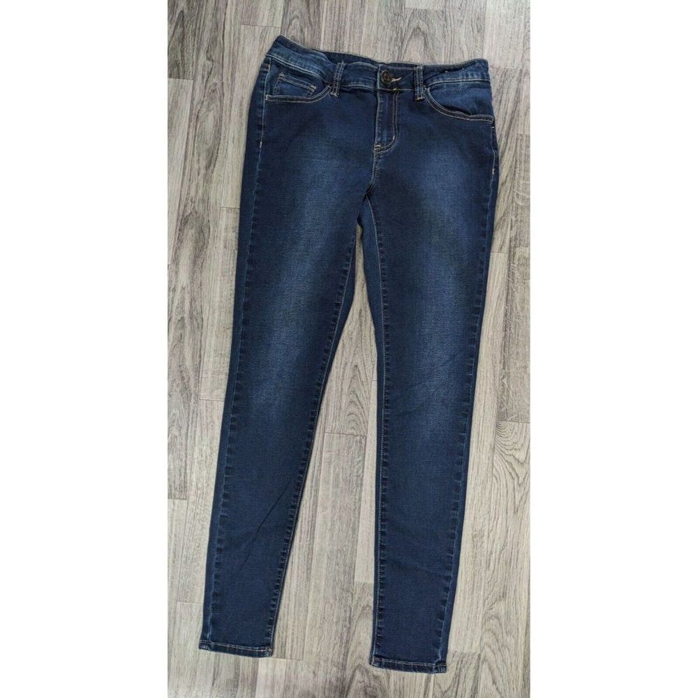 SO Juniors Size 7 Skinny Embroidered Pockets Denim Blue Jeans Jeggings